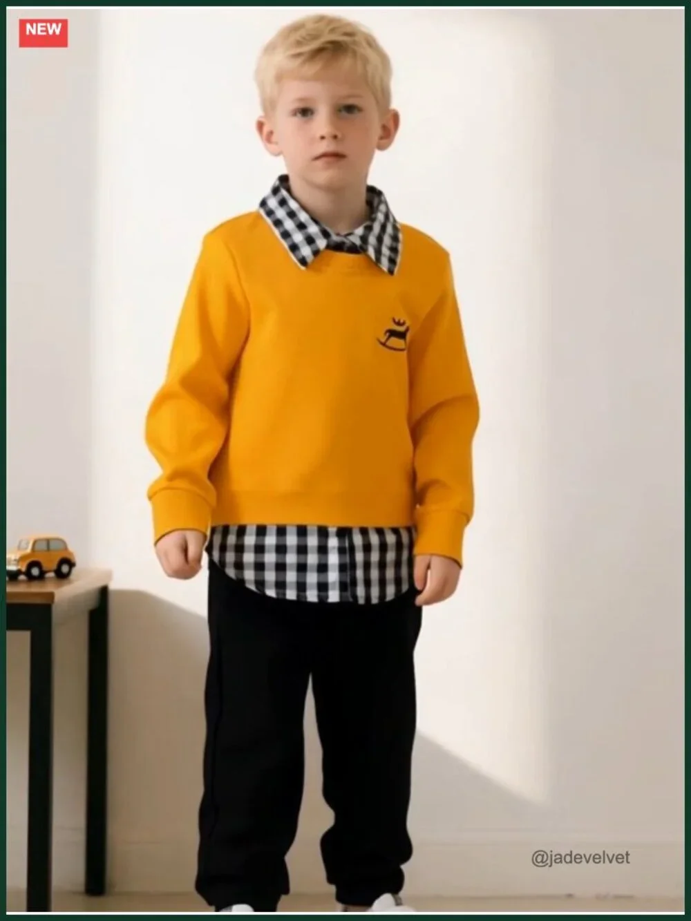Toddler Boy 2-Piece Long Sleeve Sweatshirt Top and Pants Winter Outfit Set